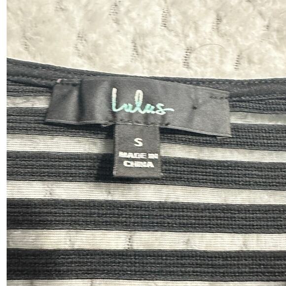 Lulu's Perfect Mesh Bodycon Mini Dress Women's Small Black 3/4 Sleeves NWT - Picture 7 of 11